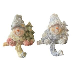 Vintage 2000 Cornerstone Creations Snowman Figurines Set of 2 Christmas Decor